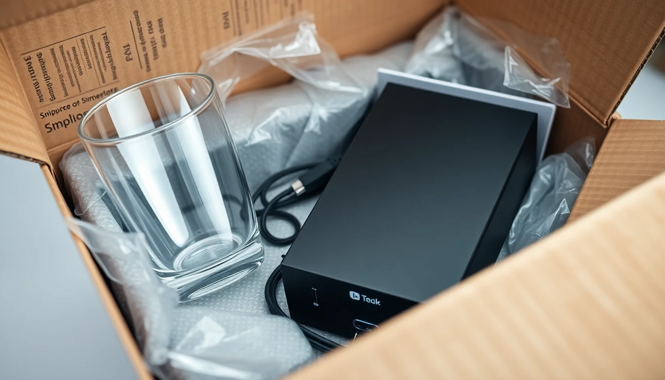 Fragile items packed with protective cushioning in a shipping box