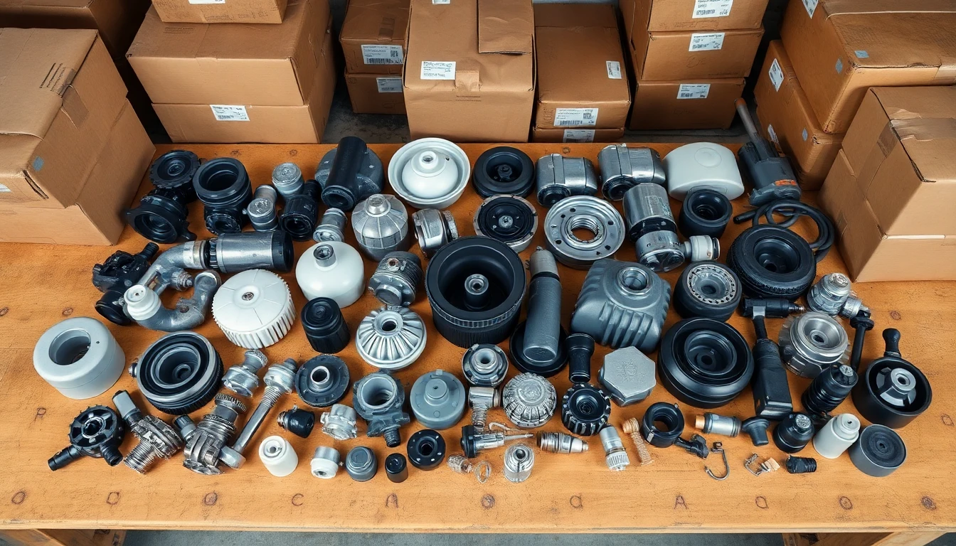 A range of automotive parts of different shapes and sizes ready for packing