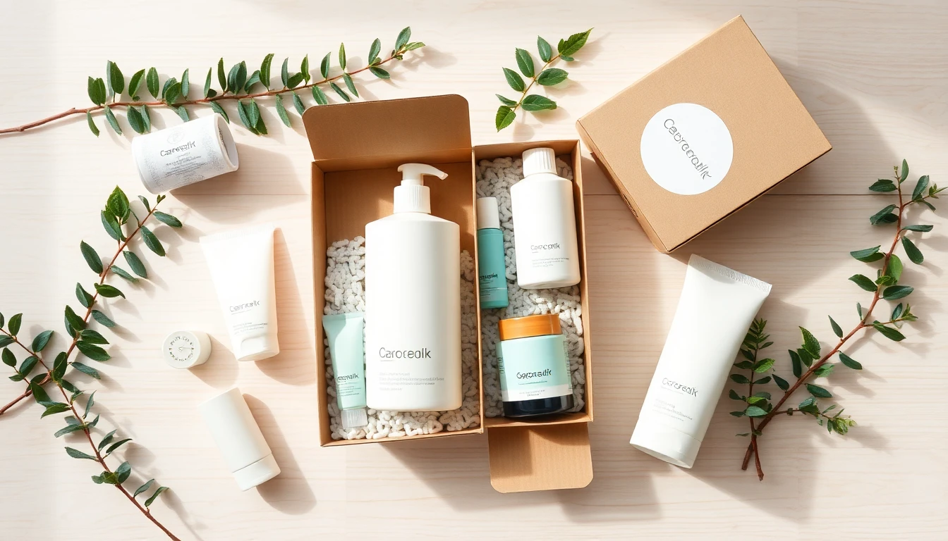 Eco-friendly recyclable packaging for a beauty product shipment