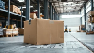 A damaged corrugated carton being inspected at a receiving dock