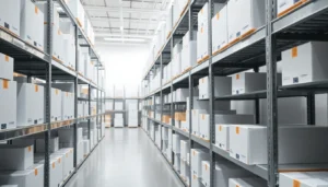 Medical device cartons staged in a clean distribution environment